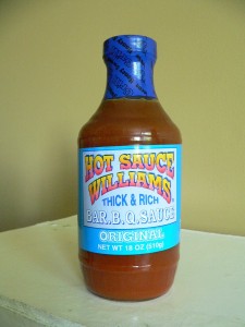 a bottle of Hot Sauce Williams barbeque sauce
